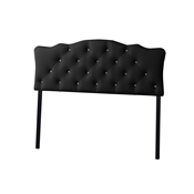 Baxton Studio Rita Modern and Contemporary Full Size Black Faux Leather Upholstered Button-tufted Scalloped Headboard